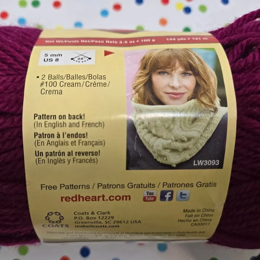 Red Heart Yarn Wool Bundle, TROPICAL NICKEL DHALIA